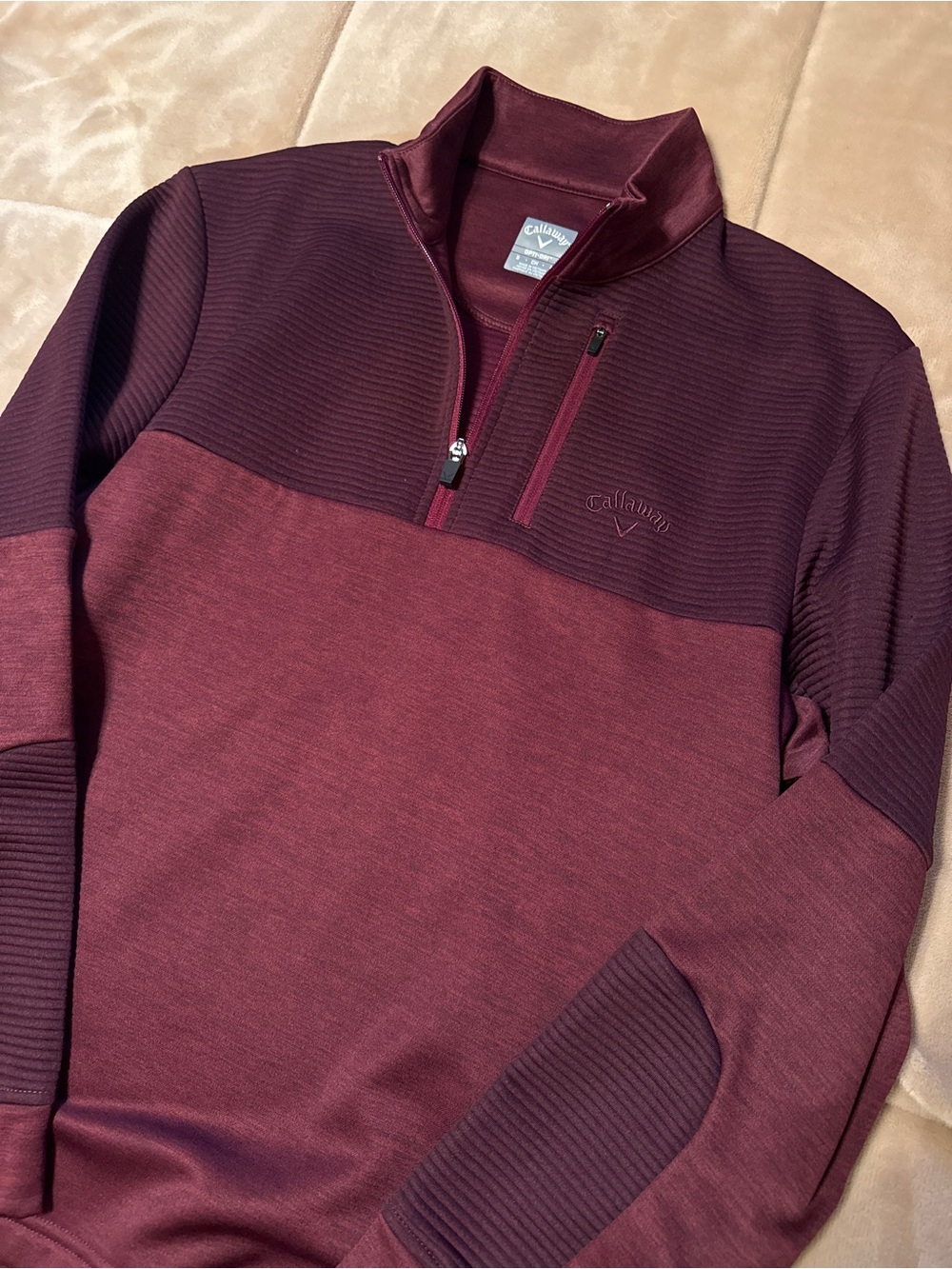 Callaway Men's Zip-Up Pullover in Deep Burgundy and Maroon, NEVER WORN